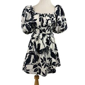Maeve By Anthropologie Dress Women's Small Puff Sleeve‎ Mini Back Bow Bird Print